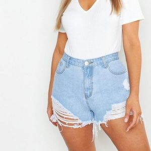 High waisted ripped denim shorts
